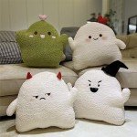 Kawaii Ghost Plush Pillow - Soft White Cuddle Toy