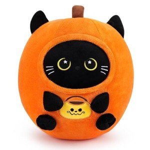 Kawaii Black Cat Pumpkin Plush Toy for Kids