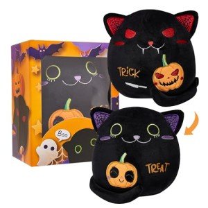 Two-Sided Black Cat Kawaii Plush Pillow
