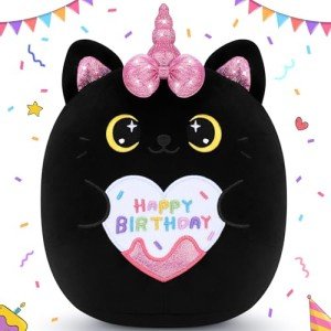 Cute Black Cat Plush Toy - Kawaii Gift