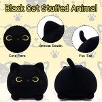 Kawaii Black Cat Plush Pillow Toy for Kids