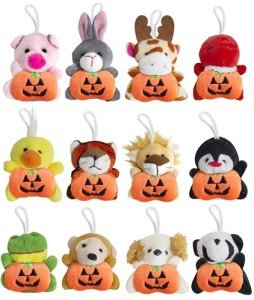 Adorable 12-Pc Halloween Animal Plush Keychains