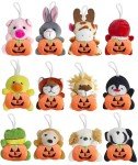 Adorable 12-Pc Halloween Animal Plush Keychains