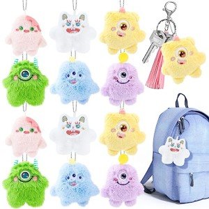 12 Pcs Kawaii Halloween Plush Keychain Set