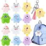 12 Pcs Kawaii Halloween Plush Keychain Set