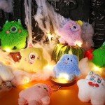 12 Pcs Kawaii Halloween Plush Keychain Set