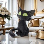 Cute 12-Inch Black Cat Kawaii Plush Toy