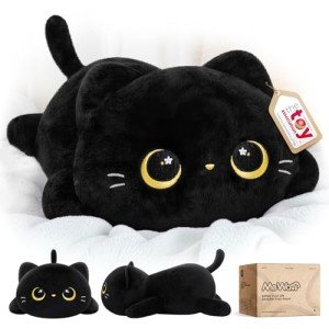 Cute Black Cat Plush Pillow - Kawaii Cuddle Toy