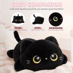 Cute Black Cat Plush Pillow - Kawaii Cuddle Toy