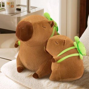 Kawaii Capybara Plush Toy with Turtle Backpack