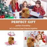 Kawaii Capybara Plush Toy with Turtle Backpack
