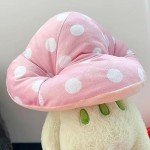 Kawaii Frog Plush Toy with Pink Mushroom Hat