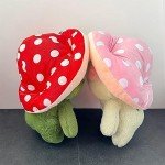 Kawaii Frog Plush Toy with Pink Mushroom Hat