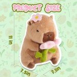 Kawaii Flower Capybara Plush Pillow - 11 Inch