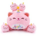 Adorable Pink Cat Plush Family – 5 Pieces