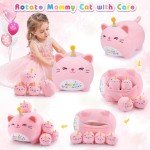 Adorable Pink Cat Plush Family – 5 Pieces