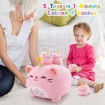 Adorable Pink Cat Plush Family – 5 Pieces