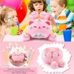 Adorable Pink Cat Plush Family – 5 Pieces