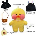 Kawaii Duck Plush Toy with Glasses Case & Bag