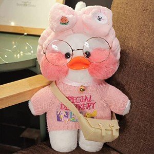 Kawaii Duck Plush Toy with Glasses and Outfit