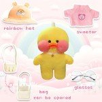 Kawaii Duck Plush with Clothes & Glasses Set