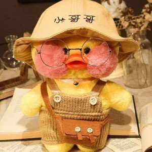 Yellow Duck Kawaii Plush Toy with Cute Costume