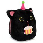 Kawaii Black Cat Plush with Birthday Cake