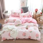 Kawaii Pink Peach Cartoon Bedding Set for Kids
