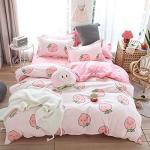 Kawaii Pink Peach Cartoon Bedding Set for Kids