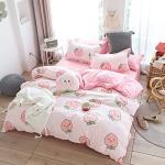 Kawaii Pink Peach Cartoon Bedding Set for Kids