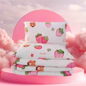 Kawaii Strawberry Bear Plush Comforter Set