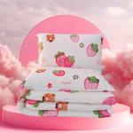 Kawaii Strawberry Bear Plush Comforter Set