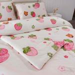 Kawaii Strawberry Bear Plush Comforter Set