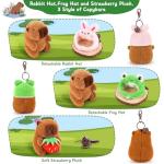 3PC Cute Capybara Plush Keychain Set