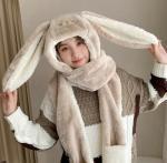 Kawaii Bunny Ear Plush Beanie and Scarf Set
