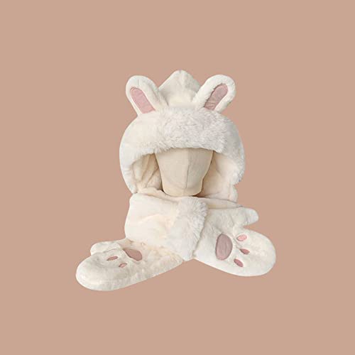 Cute Bunny Hoodie Hat and Scarf Set
