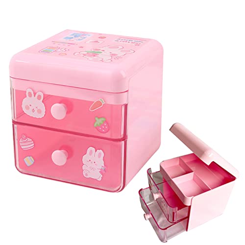 Kawaii Pink Drawer Organizer Plush Storage Box