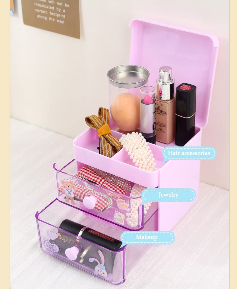 Kawaii Pink Drawer Organizer Plush Storage Box