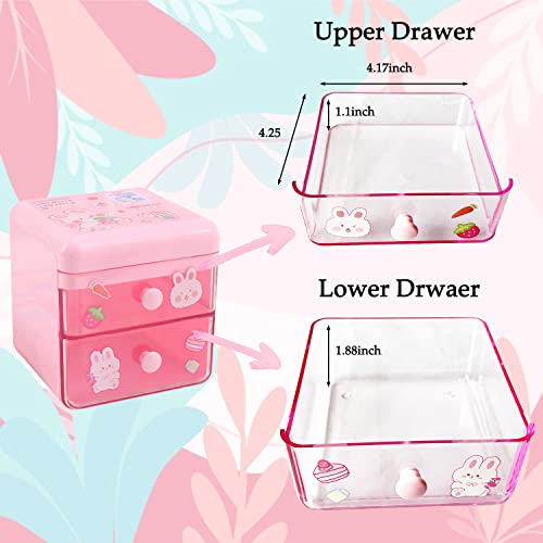 Kawaii Pink Drawer Organizer Plush Storage Box