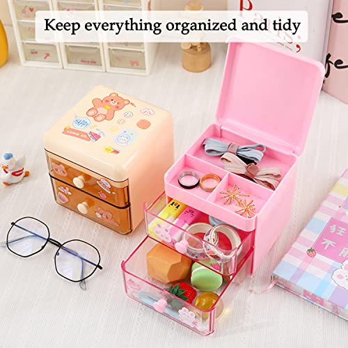 Kawaii Pink Drawer Organizer Plush Storage Box