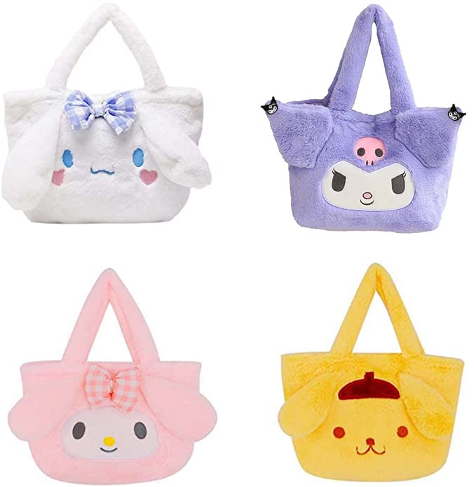Cute Anime Purple Plush Tote for Kids