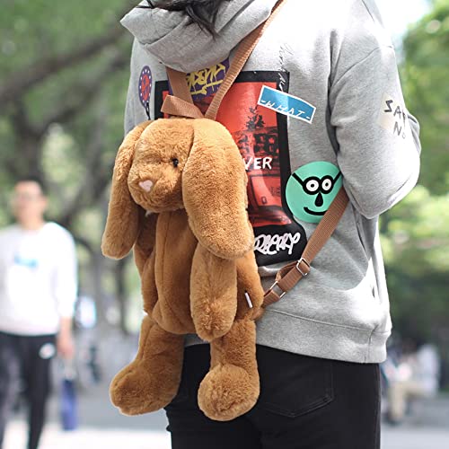 Kawaii Fuzzy Rabbit Plush Backpack for Girls