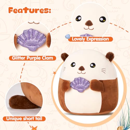 Kawaii Glow Otter Plush Pillow with Fuzzy Ears