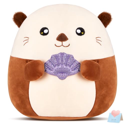 Kawaii Glow Otter Plush Pillow with Fuzzy Ears
