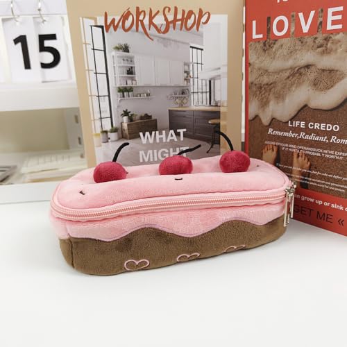 Kawaii Cherry Cake Plush Pencil Pouch Holder