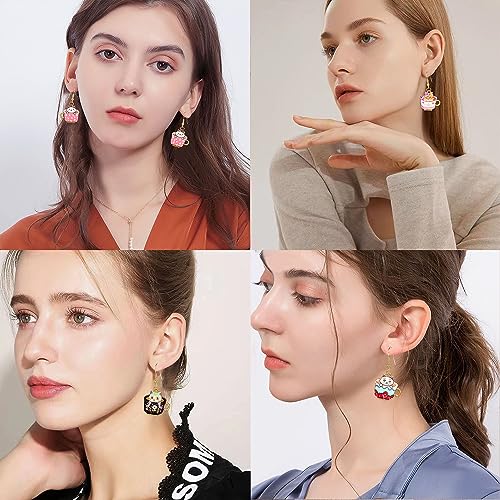 6 Pairs Kawaii Cat Dangle Earrings Set