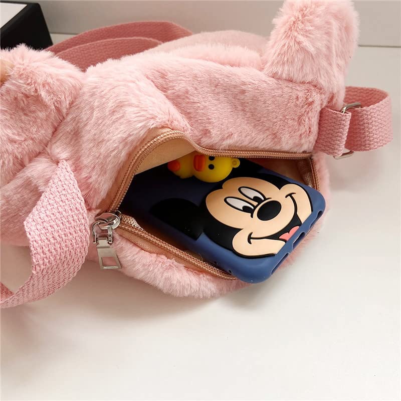 Kawaii Fluffy Cat Crossbody Purse - Pink