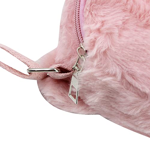 Kawaii Fluffy Cat Crossbody Purse - Pink