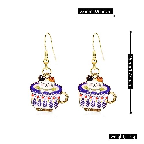 6 Pairs Kawaii Cat Dangle Earrings Set