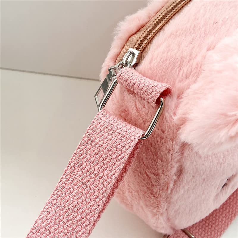Kawaii Fluffy Cat Crossbody Purse - Pink